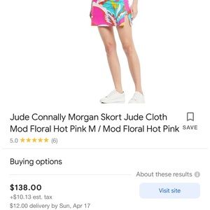 Jude Connally Morgan skort with front zipper Mod floral hot pink multi colored